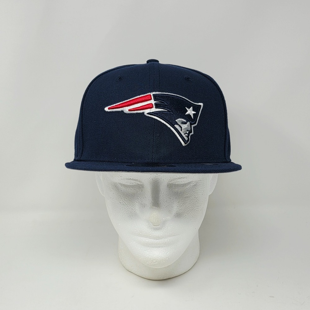 New Era 59FIFTY New‎ England Patriots Logo Navy Hat Cap Mens Size 7 3/8 NFL
